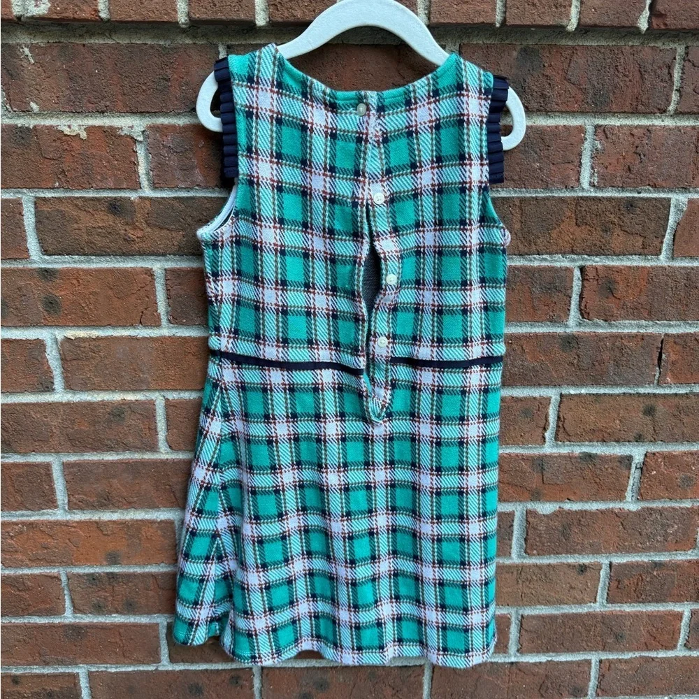 Janie & Jack Green Plaid Holiday Bow Dress Size 8 Girls Kids